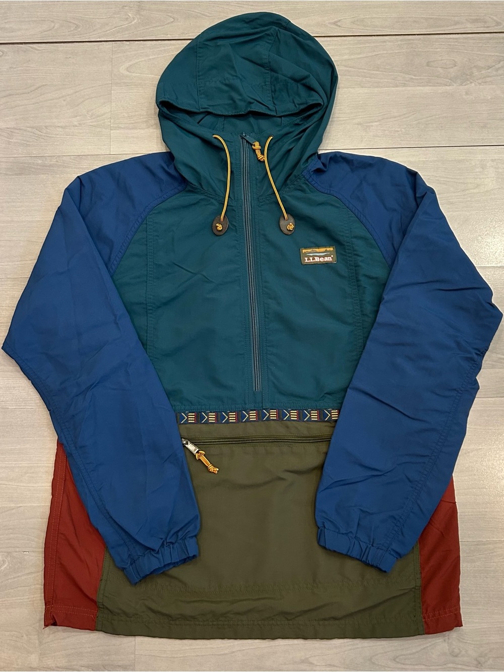 L.L.Bean Mountain Classic Anorak Men’s Small Spruce Tuscan Olive Colorblock